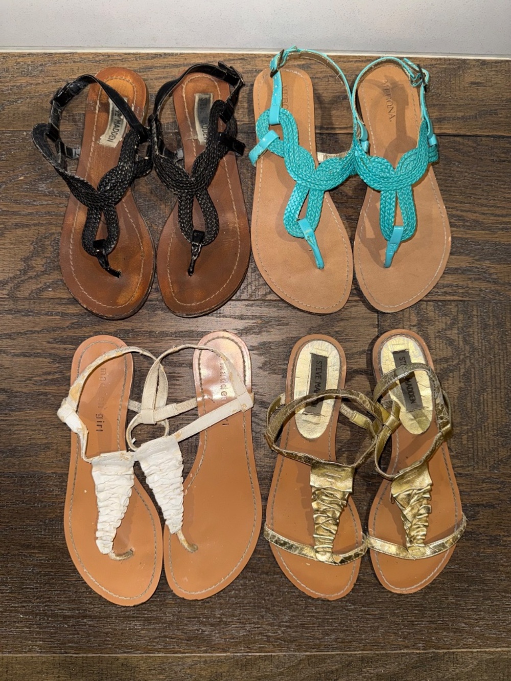 4-Pair Sandal Lot Steve Madden Merona Madden Girl Size 6.5 Craft Repair